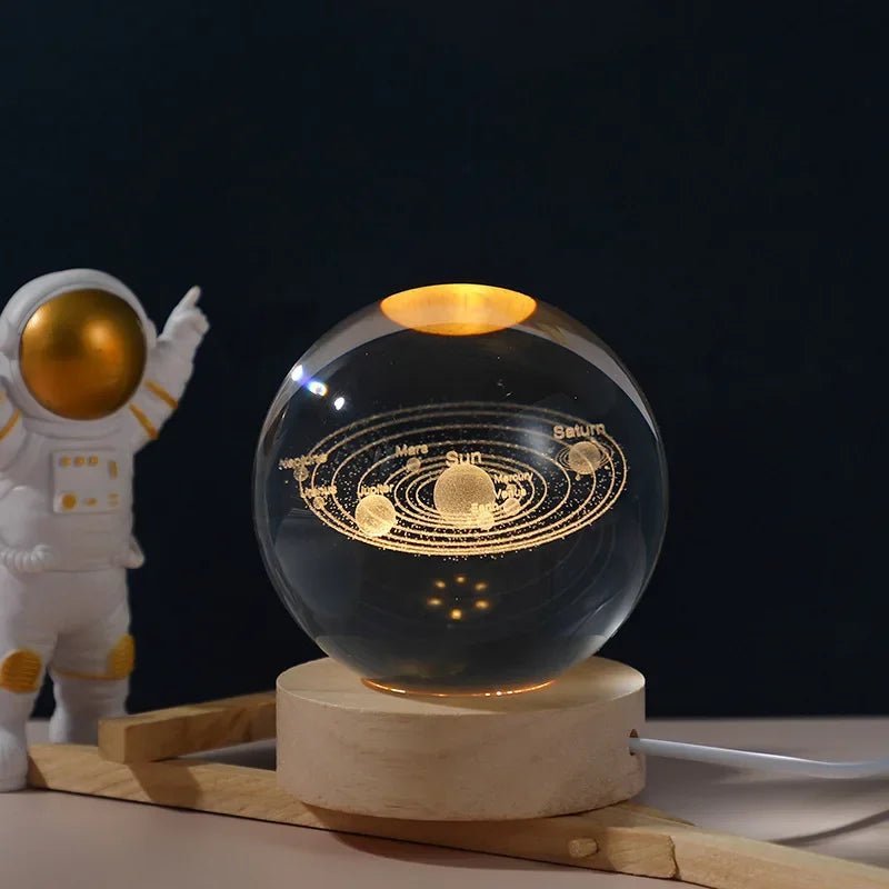 🌌 Lampe de Nuit Cristal 3D Galaxie – Lune & Planètes – USB LED – Déco Cadeau Unique™ - Planète bébé