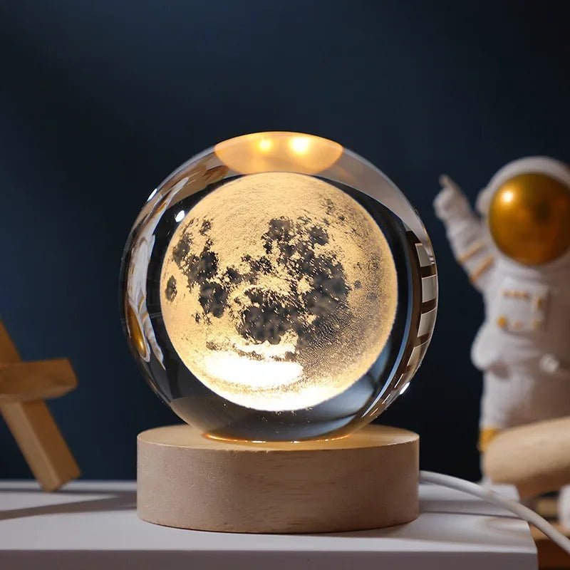 🌌 Lampe de Nuit Cristal 3D Galaxie – Lune & Planètes – USB LED – Déco Cadeau Unique™ - Planète bébé