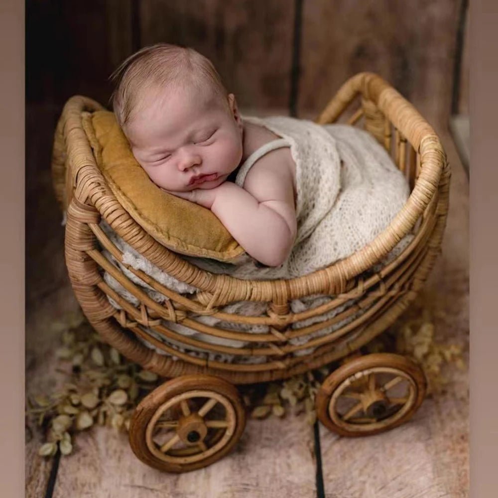 đ§șđž Chariot en Rotin pour BĂ©bĂ© â Accessoire Photo Naissance â Look Vintage & Naturelâą - PlanĂšte bĂ©bĂ©