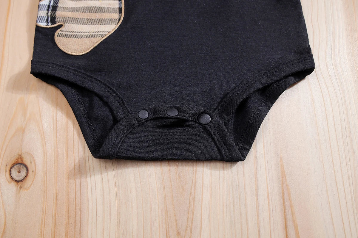 đ§ž Ensemble 2 PiĂšces BĂ©bĂ© â Body Ă Manches Courtes Motif Ours + Pantalon Bretelles Ă Carreauxâą - PlanĂšte bĂ©bĂ©