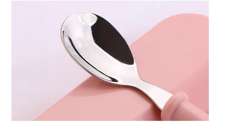 🍽️✨ Set de Couverts Enfant 3 pièces – Cuillère, Fourchette & Boîte – Inox & Sans BPA™