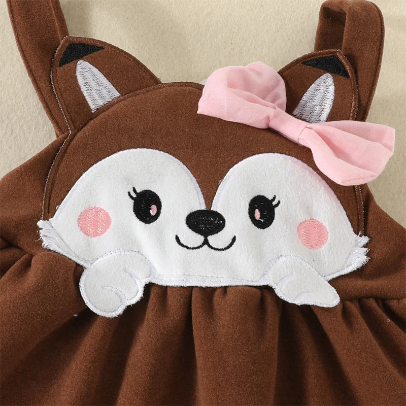 đđŠ Ensemble BĂ©bĂ© Fille 2 PiĂšces â Body Ă Manches Longues + Robe Renard avec NĆud â Automne/Hiver â ROMPERBOâą - PlanĂšte bĂ©bĂ©