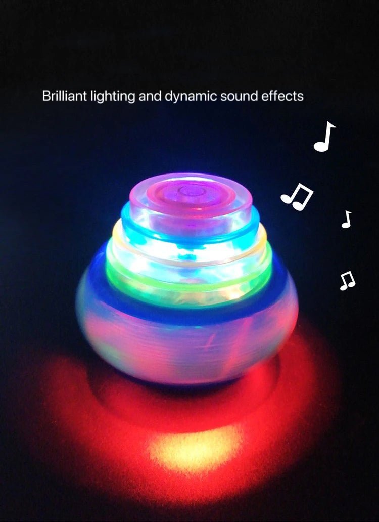 🔮 Gyroscope Musical Lumineux – Toupie Tournante avec Lumières LED & Musique – Couleur Aléatoire™ - Planète bébé