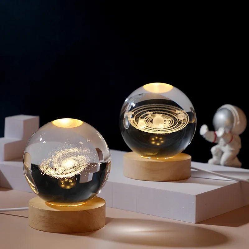 🌌 Lampe de Nuit Cristal 3D Galaxie – Lune & Planètes – USB LED – Déco Cadeau Unique™ - Planète bébé