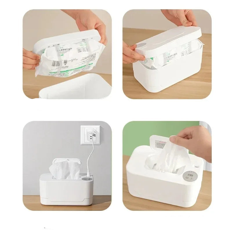 Chauffe-Serviettes Humides Bébé Portable avec Affichage LED – Boîte Chauffante USB à Température Régulée™
