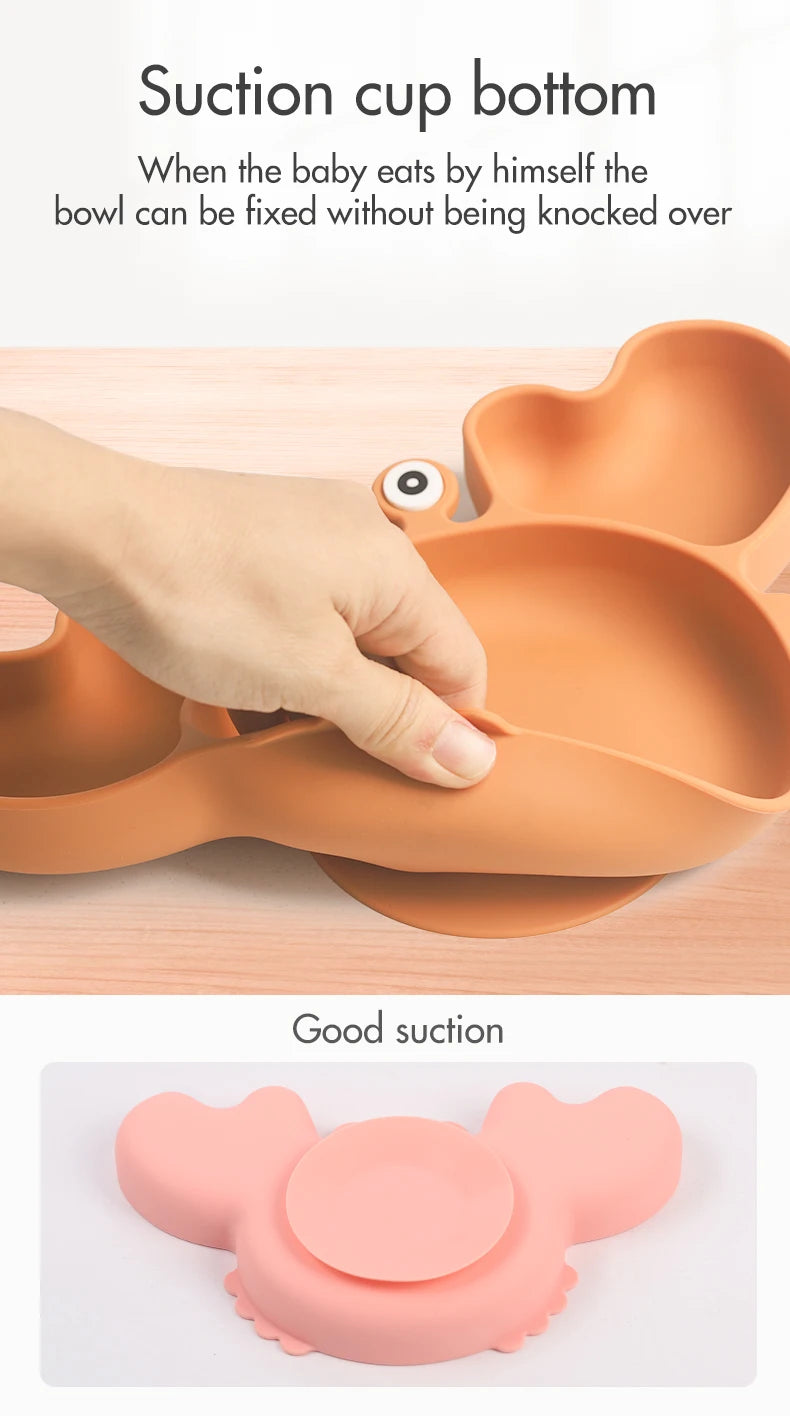 🍽️ Set de Vaisselle Bébé 9 Pièces en Silicone – Antidérapant & Sans BPA™