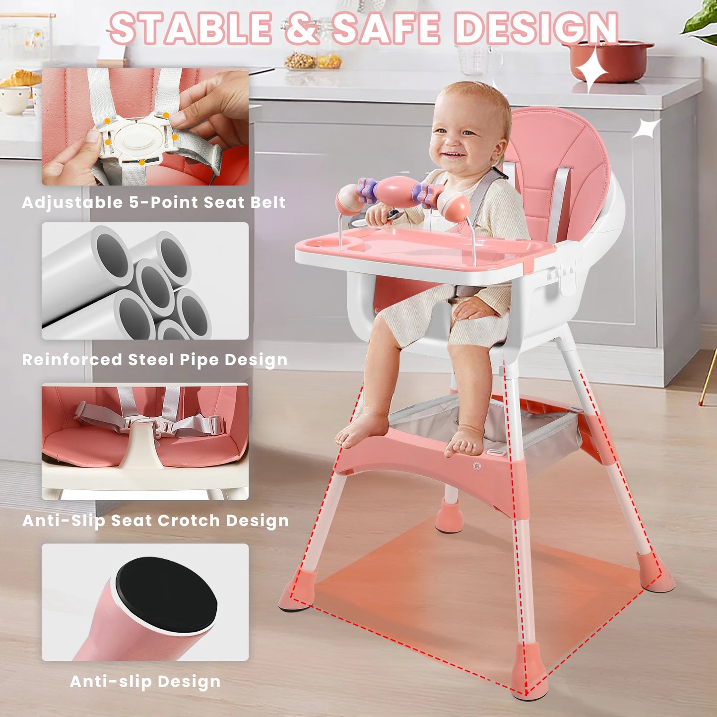 chaise haute évolutive portable double plateau support jouets - Planète bébé