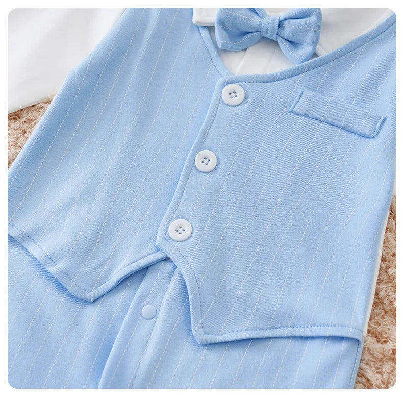 đ© Combinaison BĂ©bĂ© Garçon Style Gentleman â Coton 100% â NĆud Papillon IntĂ©grĂ© â Printemps & Automneâą - PlanĂšte bĂ©bĂ©