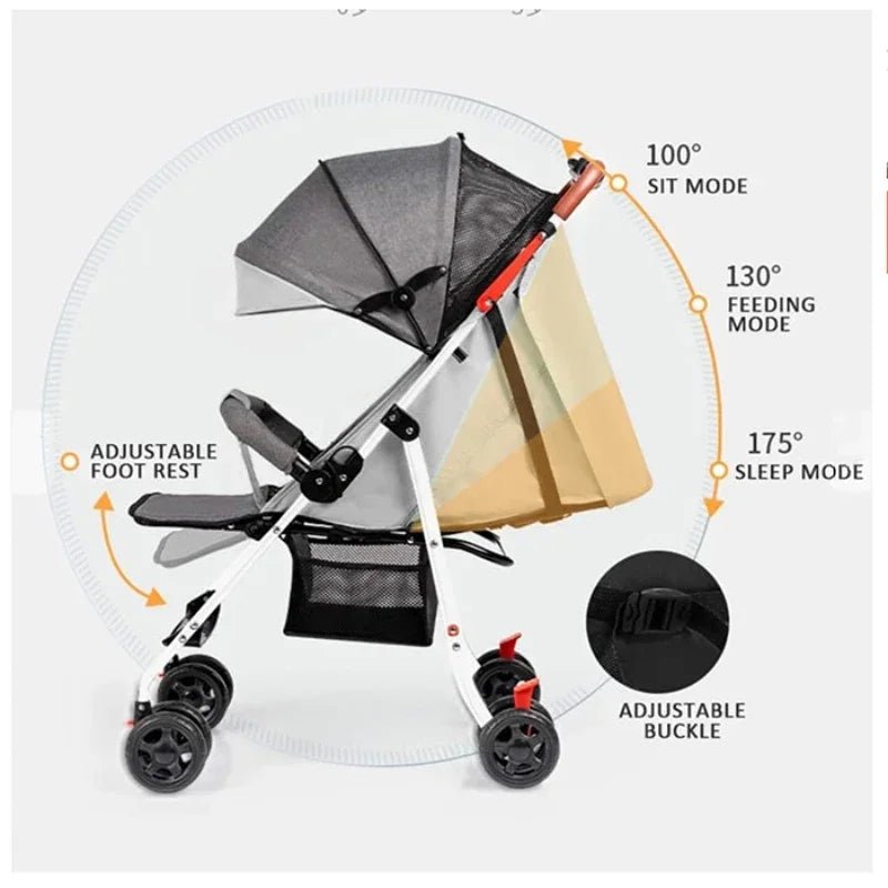 ✈️ Poussette Bébé Ultra - Légère – Compacte & Compatible Avion – Position Allongée – Pliable en Un Clic™ - Planète bébé