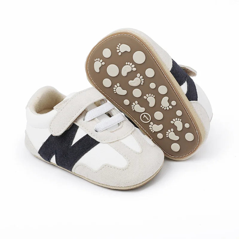 New 0-1Y Newborn Baby Fashion Versatile Sports Style Patchwork Colour Soft Bottom Anti-slip Suede Infant Toddler Shoes™
