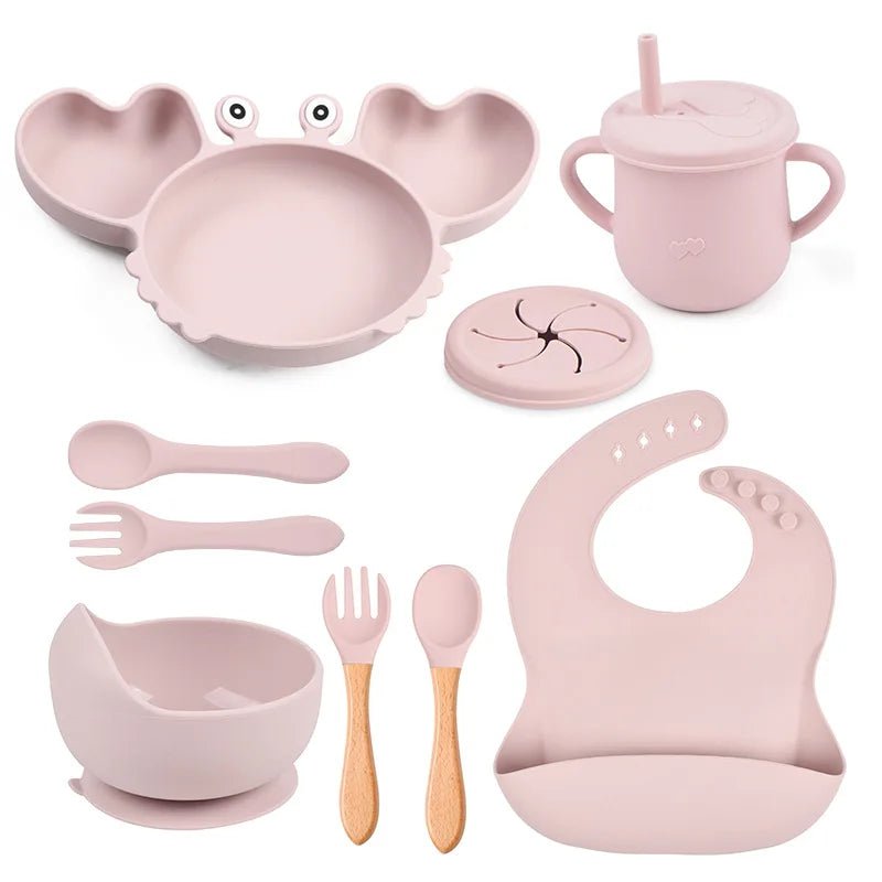 🍽️ Set de Vaisselle Bébé 9 Pièces en Silicone – Antidérapant & Sans BPA™ - Planète bébé