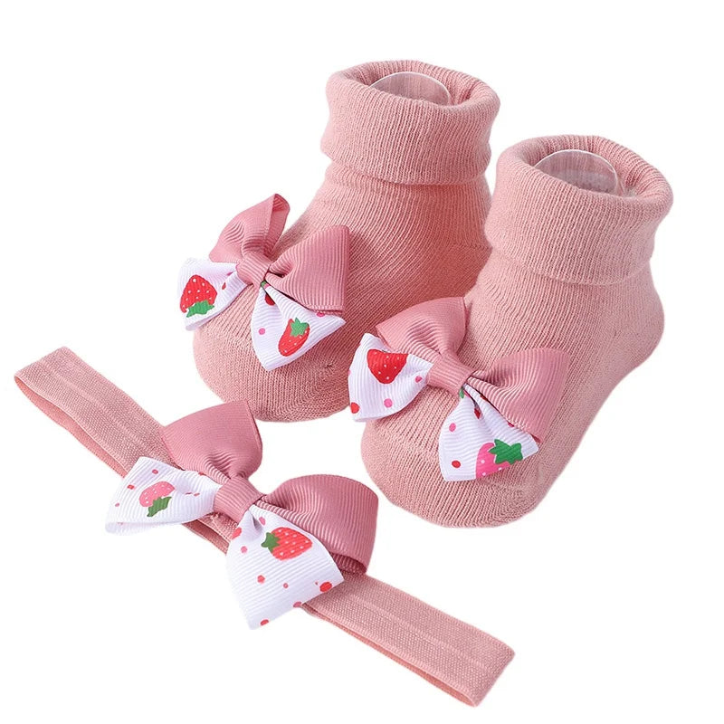 Baby Girl Headbands Socks 2Pcs/Set Sweet Cute Bow Newborn Baby Headband Elasitc Hair Bands Hair Accessories Xmas Gift™ - Planète bébé