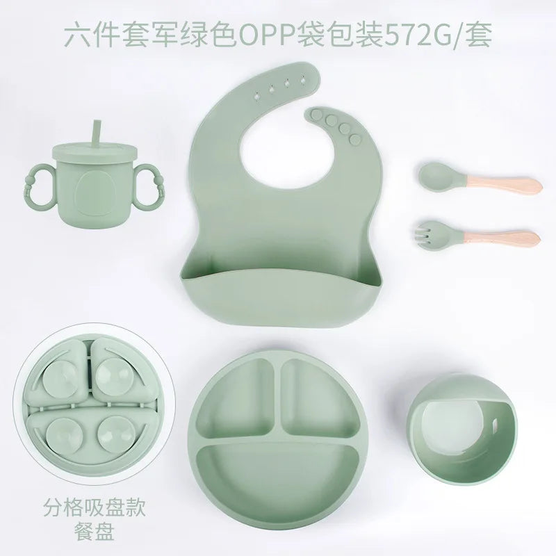 đœïž Set de Vaisselle en Silicone pour BĂ©bĂ© â 8 PiĂšces Ăvolutives et SĂ»resâą