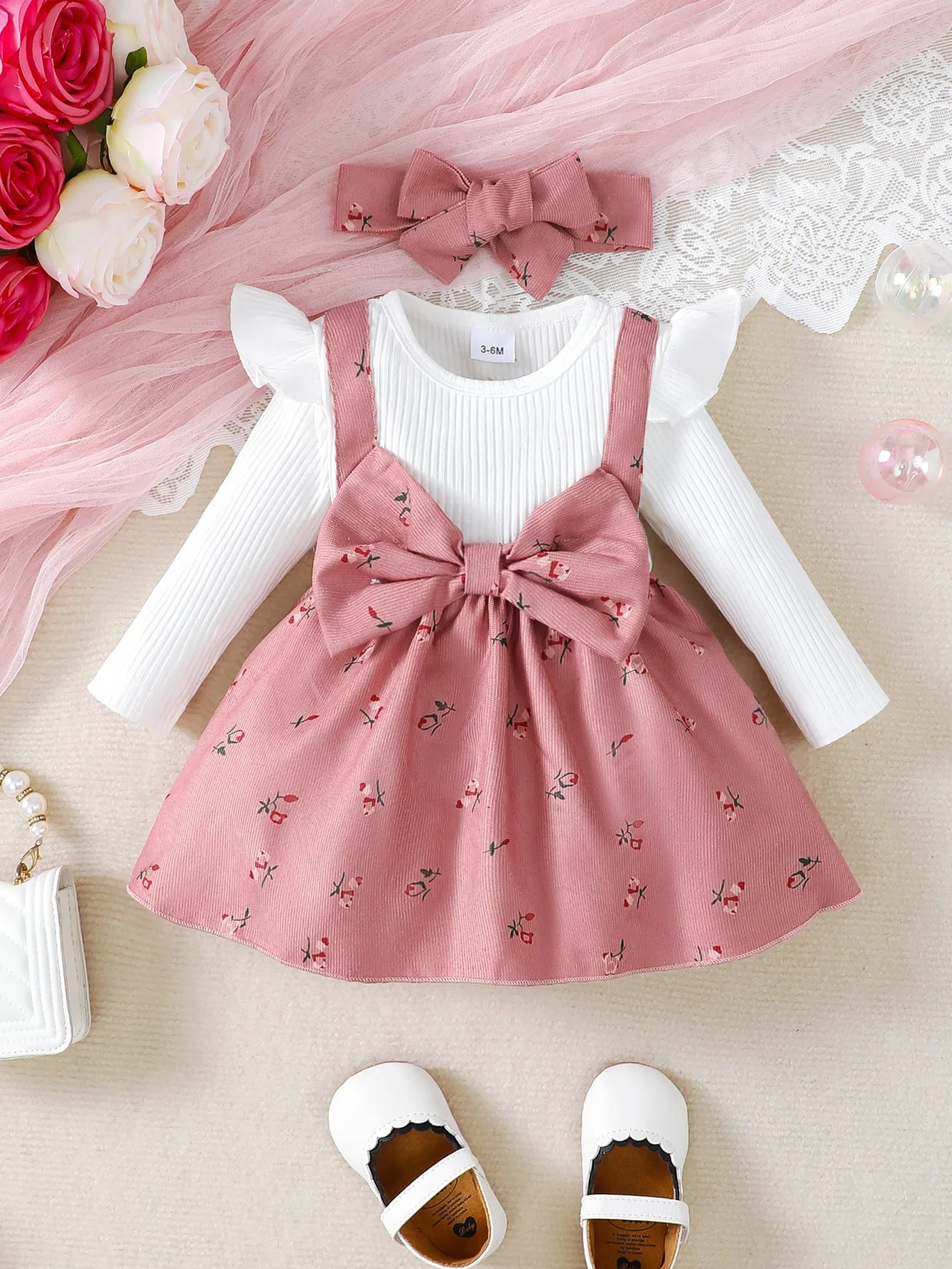 robe princesse bébé fille fleurs bandeau