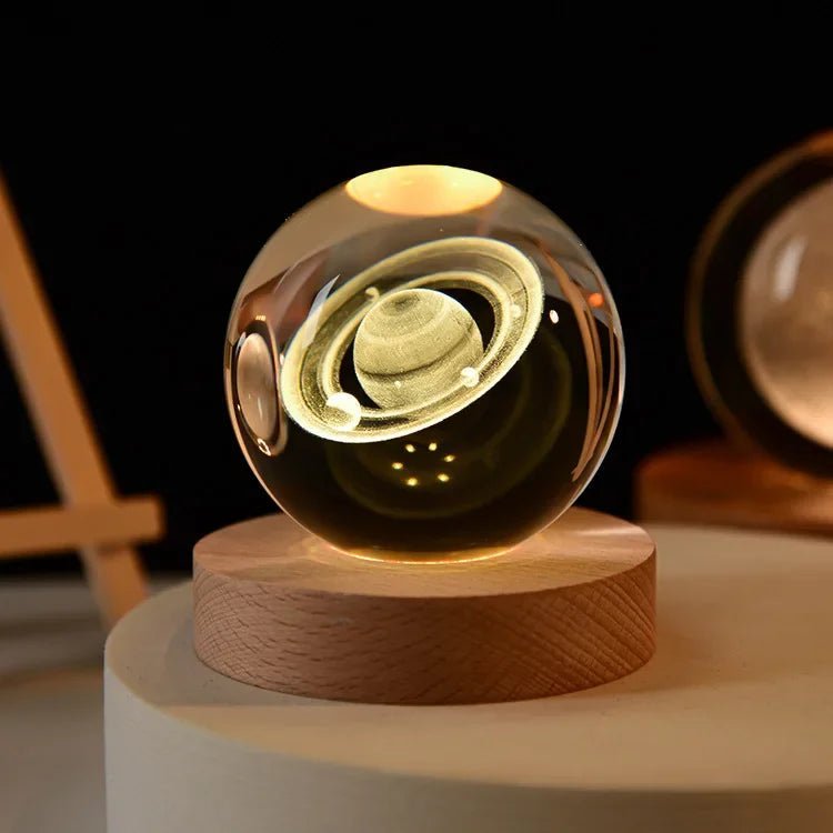 🌌 Lampe de Nuit Cristal 3D Galaxie – Lune & Planètes – USB LED – Déco Cadeau Unique™ - Planète bébé