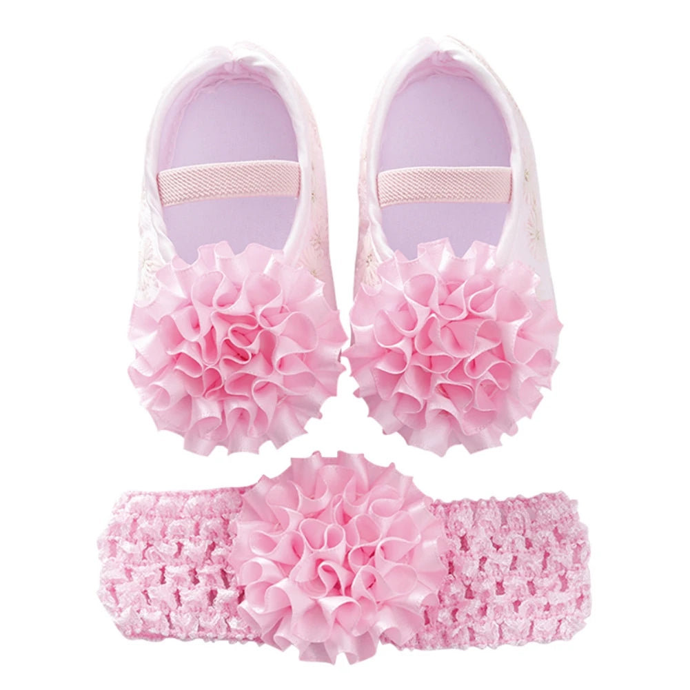 đŁđ Chaussures BaptĂȘme BĂ©bĂ© Fille + Bandeau â Ensemble Dentelle Fleurie â Souples & Respirantes â 0 Ă 12 Moisâą