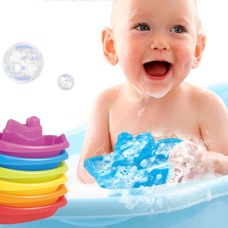 đđš Jouets de Bain BĂ©bĂ© â Gobelets Empilables ColorĂ©s â Jouet Ăducatif Montessori â Forme Bateau â Tour Pliable pour Enfantsâą - PlanĂšte bĂ©bĂ©