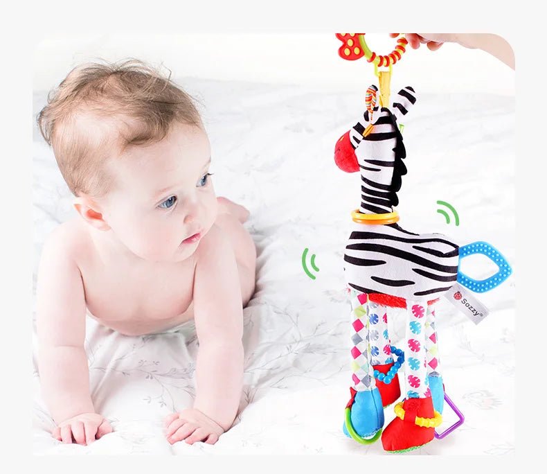 Soft Giraffe Zebra Animal Handbells Rattles Plush Infant Baby Development Handle Toys WIth Teether Baby Toy For Newborn Gifts™ - Planète bébé