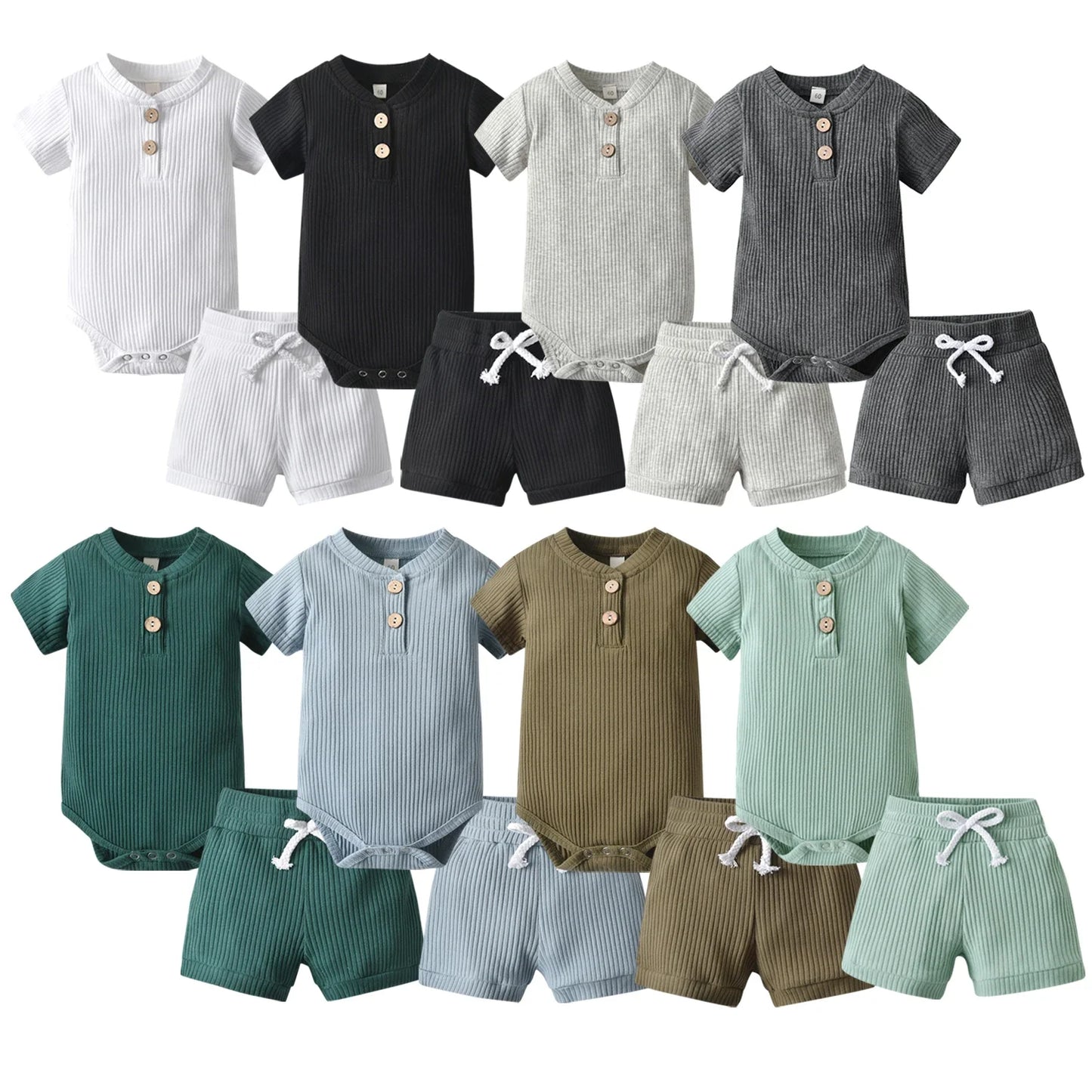 đ¶âš Ensemble Estival BĂ©bĂ© Garçon â KuKitty | Haut & Short en Coton TricotĂ© | Look Casual Chicâą - PlanĂšte bĂ©bĂ©