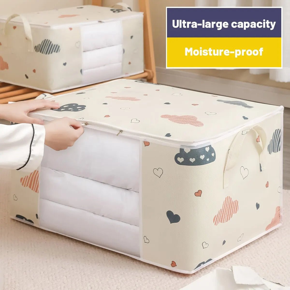 đ§ł Grand Sac de Rangement Pliable â Organiseur pour VĂȘtements, Couvertures & Literie â PoignĂ©es RenforcĂ©es + Fermeture Ăclair Robusteâą - PlanĂšte bĂ©bĂ©