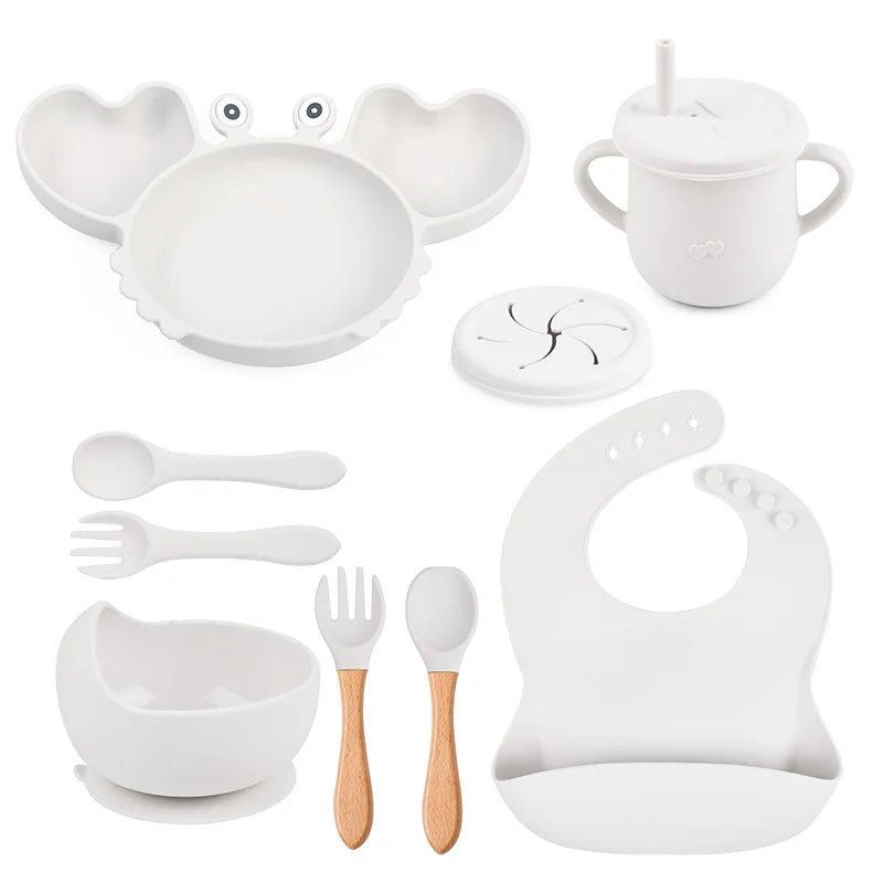 🍽️ Set de Vaisselle Bébé 9 Pièces en Silicone – Antidérapant & Sans BPA™ - Planète bébé