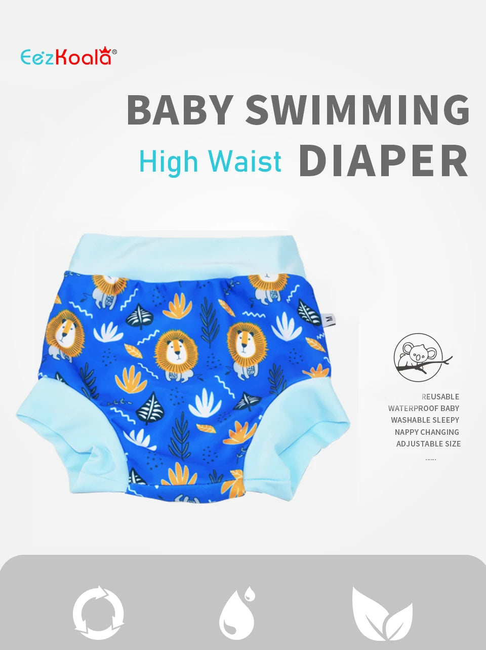 đ©±đ Couches de Bain RĂ©utilisables EEZKOALA â Taille Haute â Ătanches & Anti-UV â 9 Ă 14 kgâą