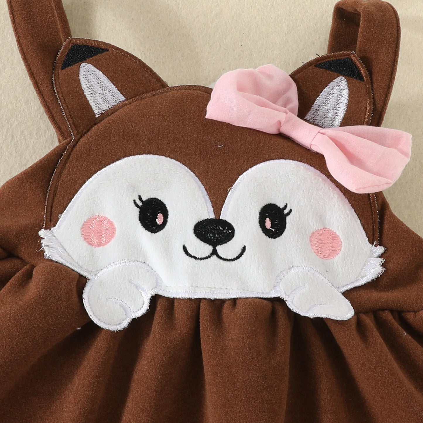 đđŠ Ensemble BĂ©bĂ© Fille 2 PiĂšces â Body Ă Manches Longues + Robe Renard avec NĆud â Automne/Hiver â ROMPERBOâą - PlanĂšte bĂ©bĂ©