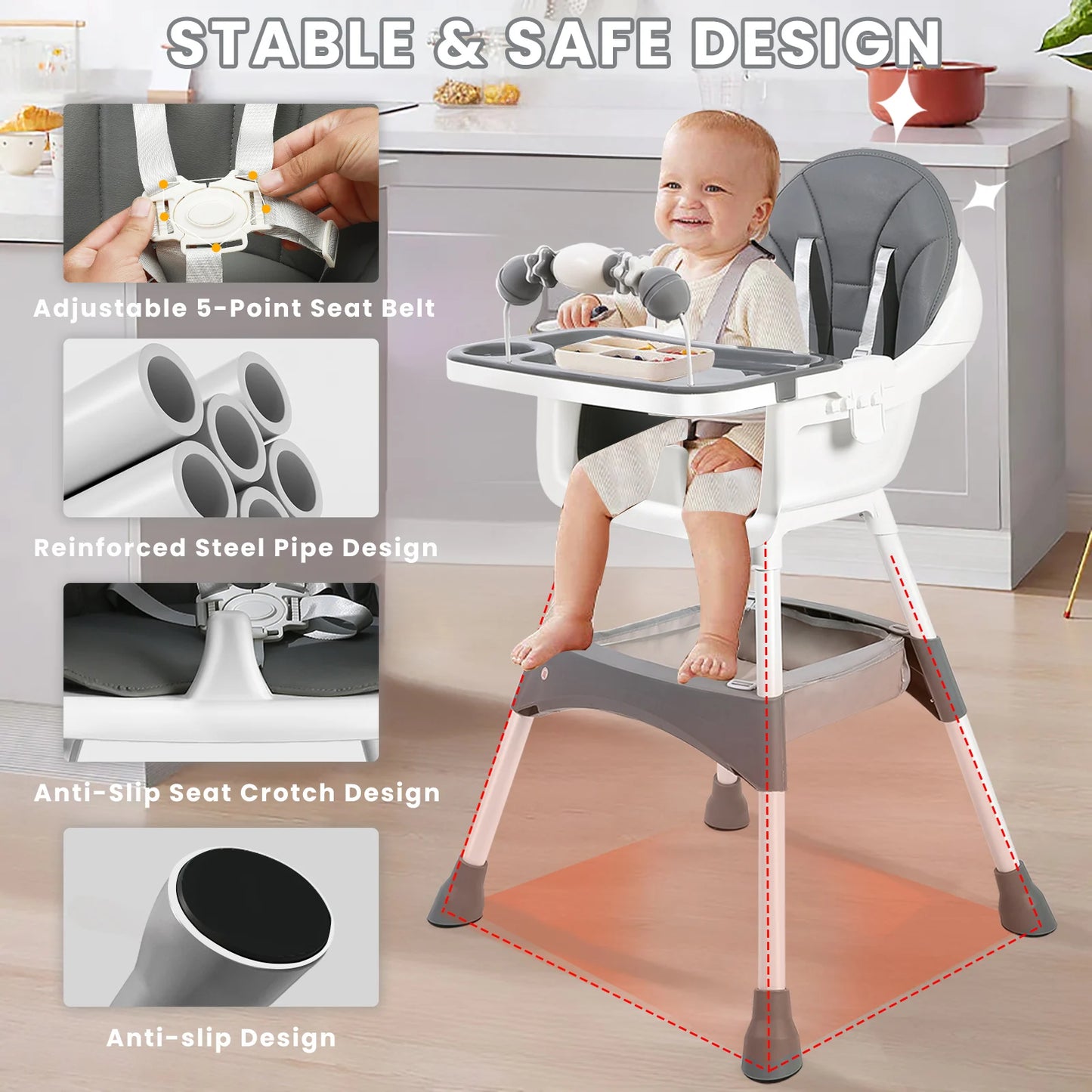 chaise haute évolutive portable double plateau support jouets - Planète bébé