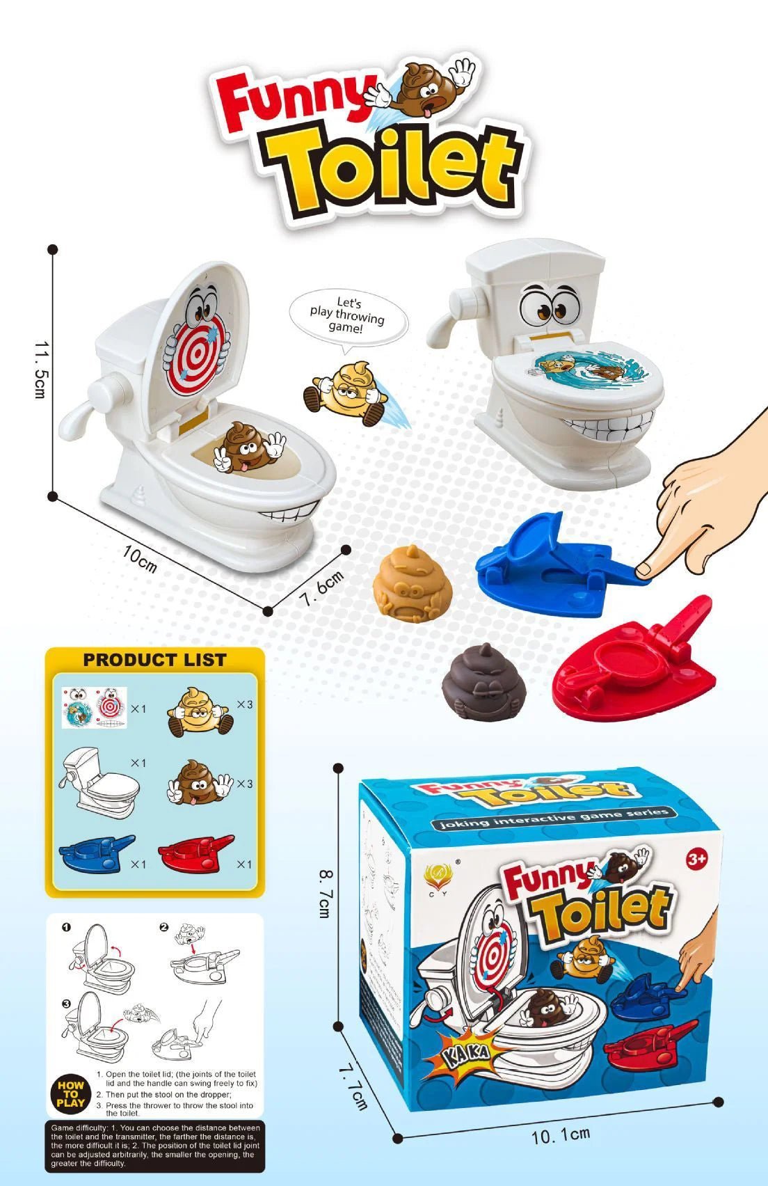 Mini Jeu de Toilette Catapulte – Jouet Anti - Stress Amusant à Deux – Jeu de Lancer de Caca – Tabletop Battle pour Enfants et Adultes® - Planète bébé