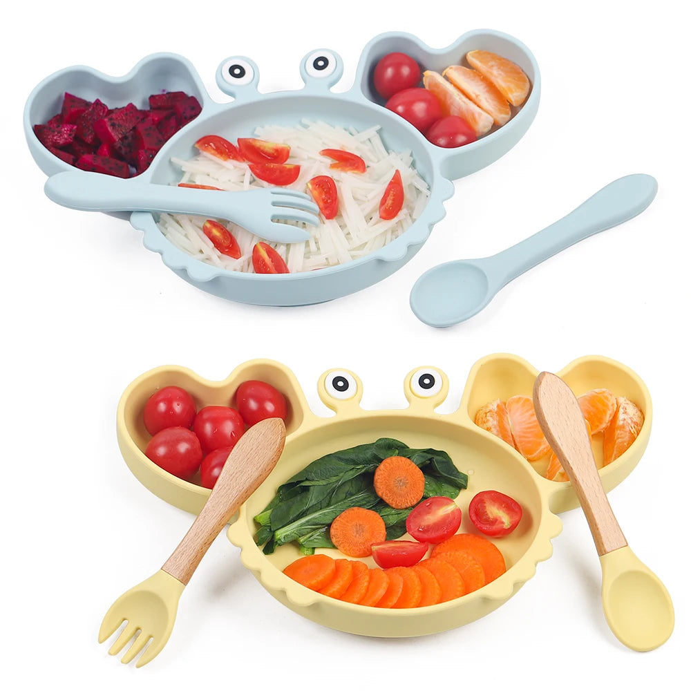 🍽️ Set de Vaisselle Bébé 9 Pièces en Silicone – Antidérapant & Sans BPA™