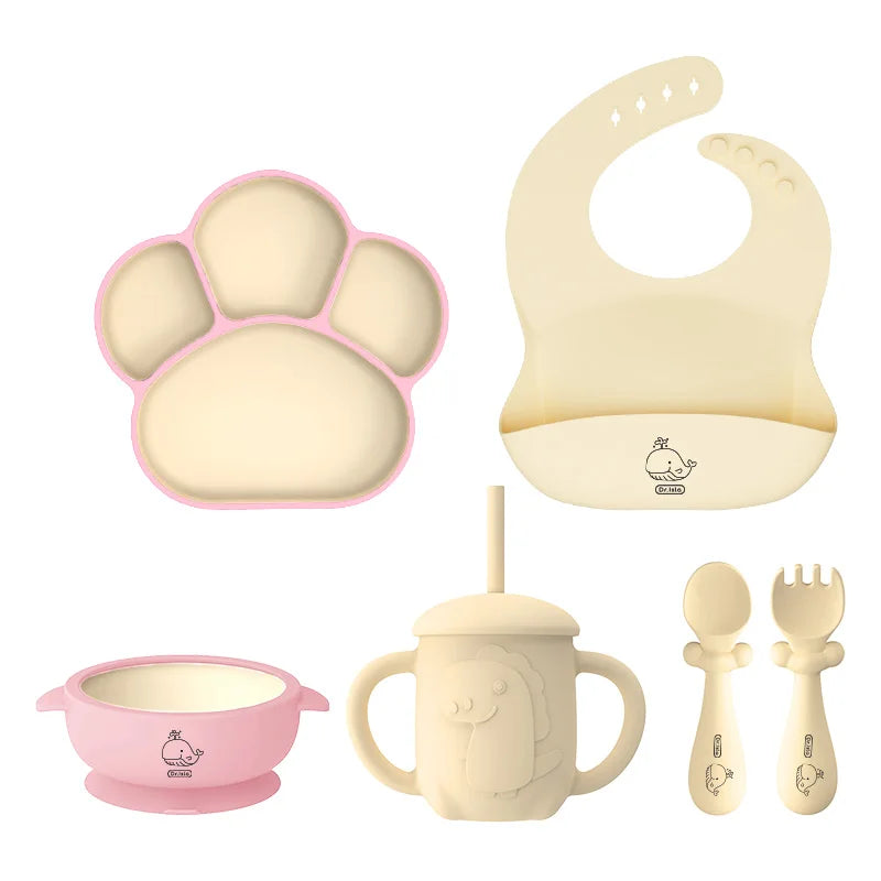 🍽️ Set de Vaisselle pour Enfant 6 Pièces – Dr.isla | Silicone Sans BPA & Design Ludique™