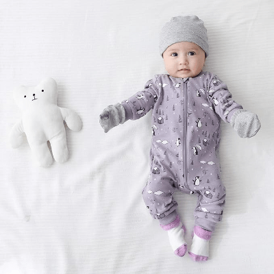 Barboteuse - UnisexRompers™ - Pingouin Violet - Planète bébé