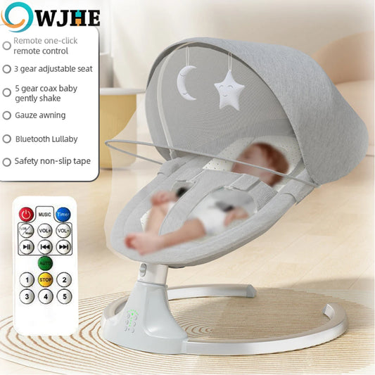 Lit Bébé Électrique 2-en-1 avec Balancelle Automatique – Pliable &amp; Portable™