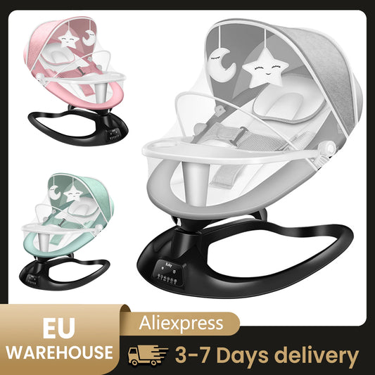 🎶 Berceau Électrique Bluetooth pour Bébé – Balancelle Multifonction avec Filet Anti - Moustique &amp; Musique – Jusqu’à 10 kg™ - Planète bébé