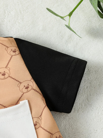 👕👖 Ensemble Été Garçon 2 Pièces – Chemise à Col Revers &amp; Pantalon – Patchwork Chic™