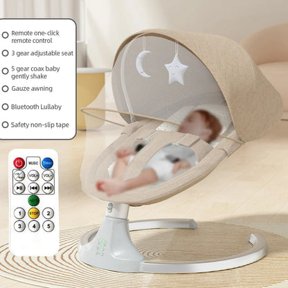 Lit Bébé Électrique 2-en-1 avec Balancelle Automatique – Pliable &amp; Portable™