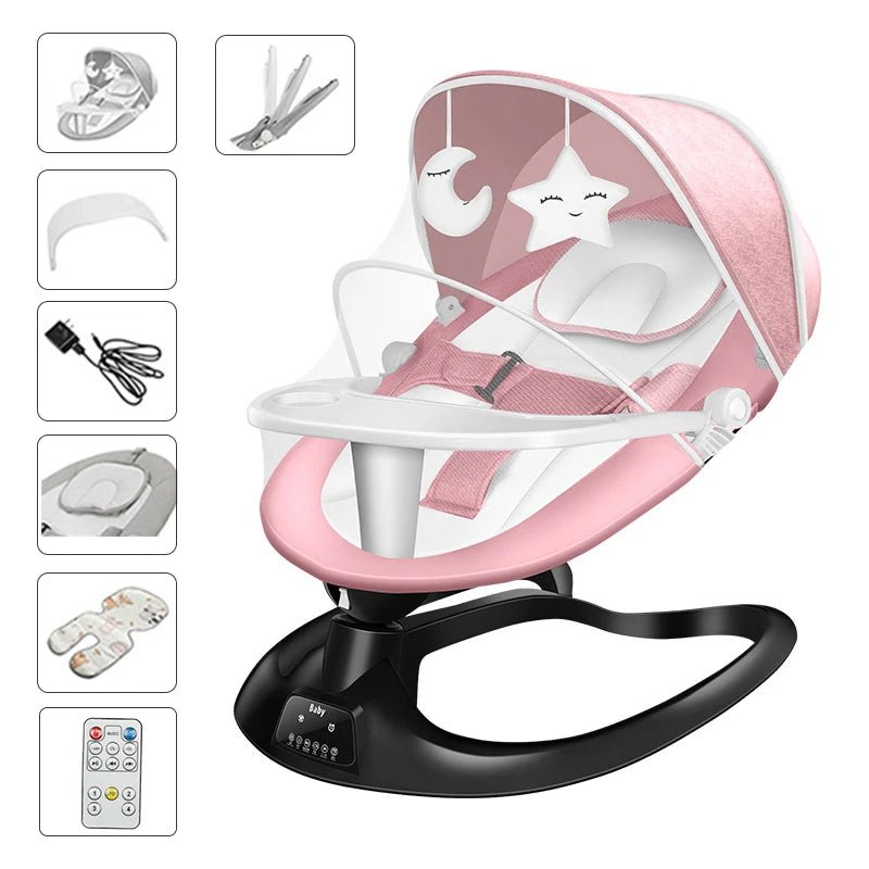 🎶 Berceau Électrique Bluetooth pour Bébé – Balancelle Multifonction avec Filet Anti - Moustique &amp; Musique – Jusqu’à 10 kg™ - Planète bébé