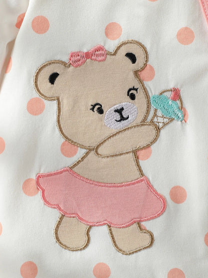 Ensemble Bébé Fille™ – 4 Pièces Polka Dot avec Patch Ours - Planète bébé