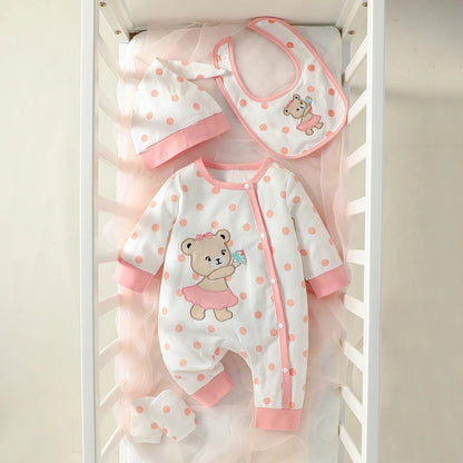 Ensemble Bébé Fille™ – 4 Pièces Polka Dot avec Patch Ours - Planète bébé