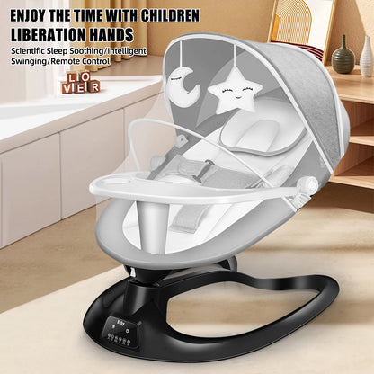 🎶 Berceau Électrique Bluetooth pour Bébé – Balancelle Multifonction avec Filet Anti-Moustique &amp; Musique – Jusqu’à 10 kg™