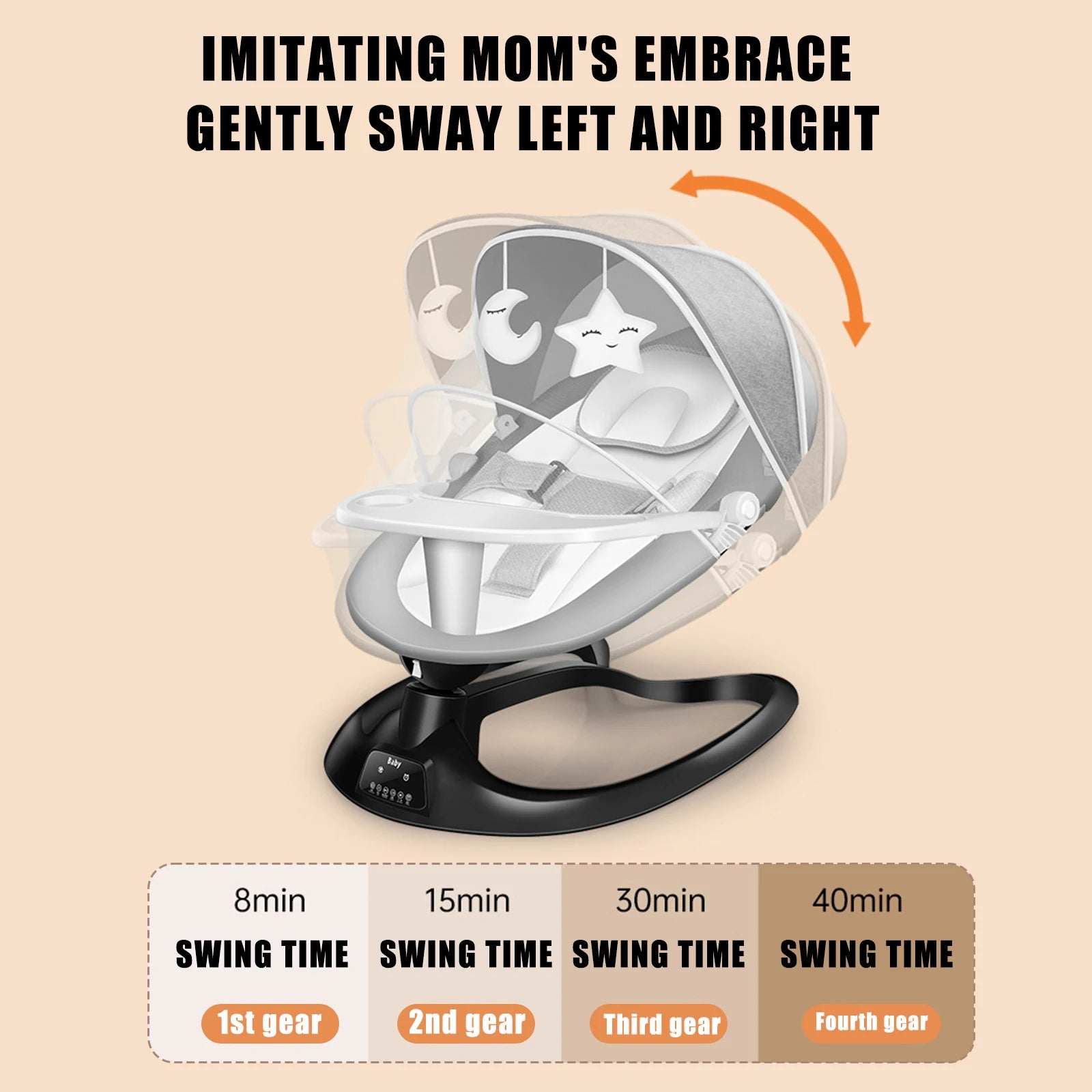 🎶 Berceau Électrique Bluetooth pour Bébé – Balancelle Multifonction avec Filet Anti - Moustique &amp; Musique – Jusqu’à 10 kg™ - Planète bébé