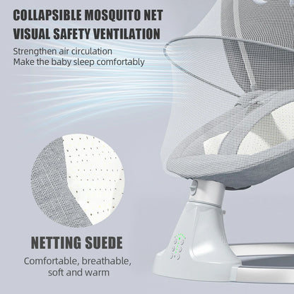 Lit Bébé Électrique 2-en-1 avec Balancelle Automatique – Pliable &amp; Portable™
