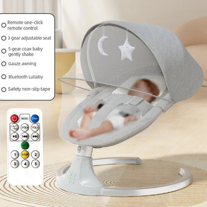 Lit Bébé Électrique 2-en-1 avec Balancelle Automatique – Pliable &amp; Portable™