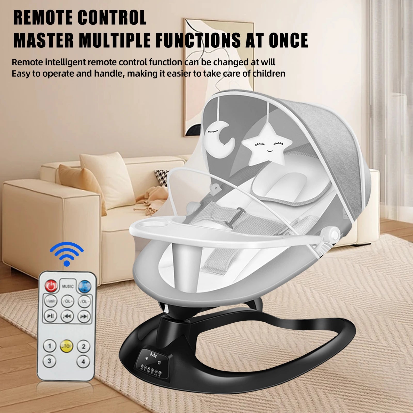 🎶 Berceau Électrique Bluetooth pour Bébé – Balancelle Multifonction avec Filet Anti - Moustique &amp; Musique – Jusqu’à 10 kg™ - Planète bébé