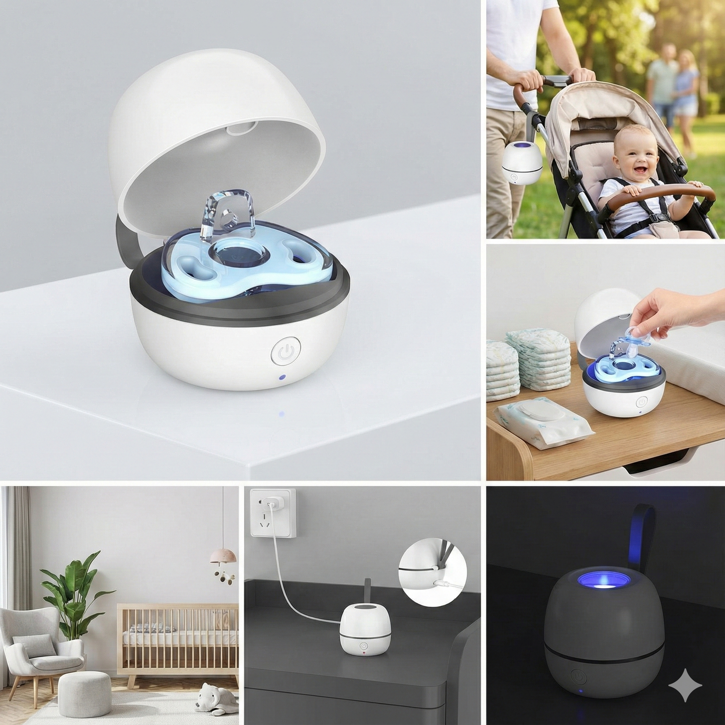 Boîte de Stérilisation Portable pour Tétine – UV 180s – Rechargeable et Compacte™
