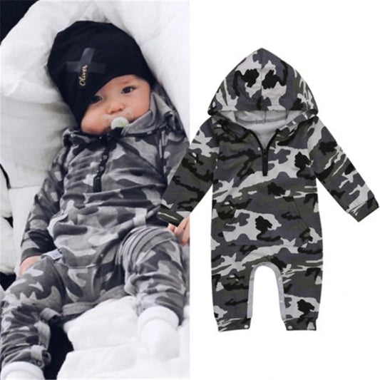 🧢🪖 Combinaison Bébé Camouflage à Capuche – Coton Doux – Manches Longues – 0 à 24 Mois™ - Planète bébé