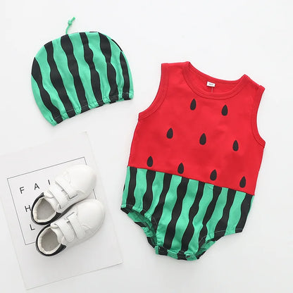 👶🎀 Ensemble Body &amp; Chapeau pour Bébé – Été – Coton Doux – Imprimé Adorable – 0 à 12 Mois™ - Planète bébé