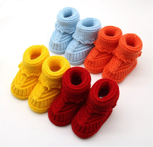Chaussons Bébé Tricotés Faits Main – Chaussons Hiver Chauds pour Nouveau-Né 0-24 Mois