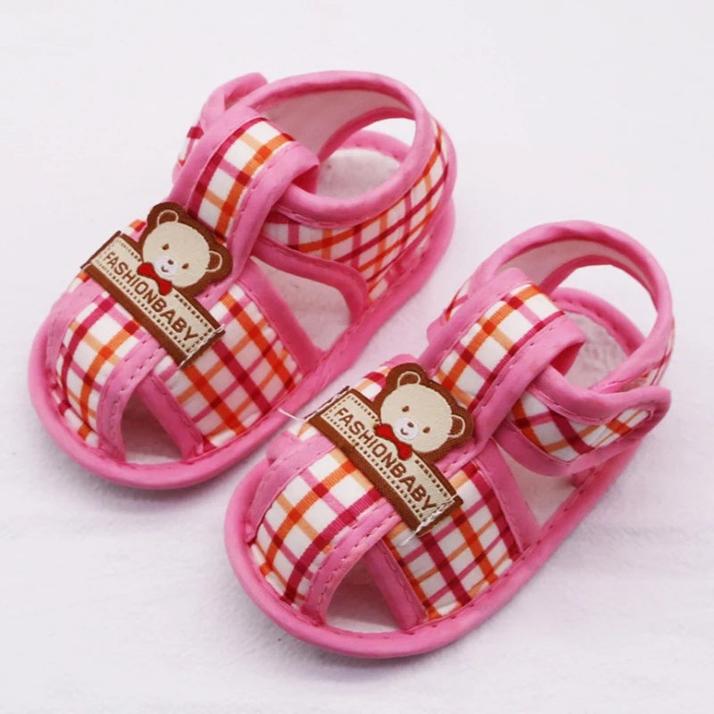 Sandales Bébé d’Été à Motif Ourson – Premiers Pas Semelle Souple™