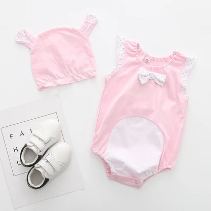 👶🎀 Ensemble Body &amp; Chapeau pour Bébé – Été – Coton Doux – Imprimé Adorable – 0 à 12 Mois™ - Planète bébé